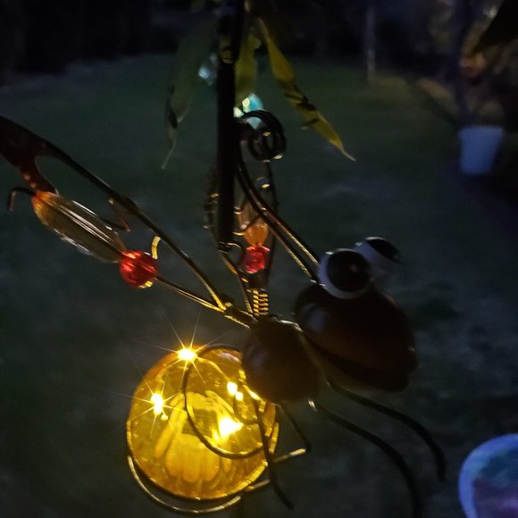 Colorful Whimsical Solar LED Yellow BEE, Garden Decor - Picture 2 of 3